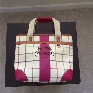 ❤️Coach Heritage Stripe Tattersall Purse